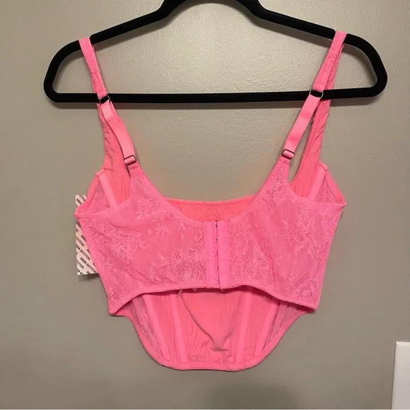 NWT UO Lovestruck Lace Corset Pink XL - Picture 5 of 6